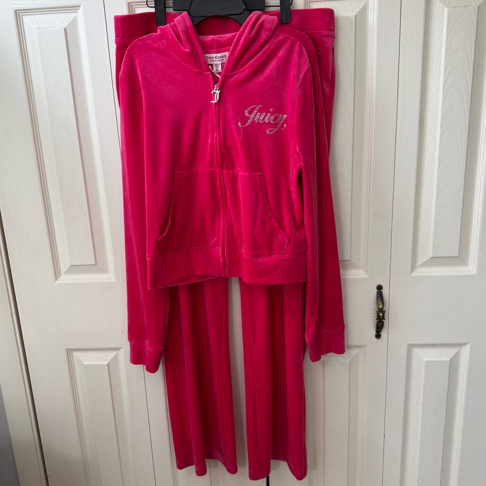 Juicy Couture OG Bling Velour Tracksuit Vixen Pink Women’s Size XL